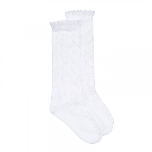 Long white perforated socks