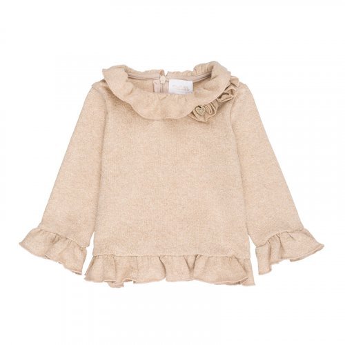 Lurex sweater with Beige Roses
