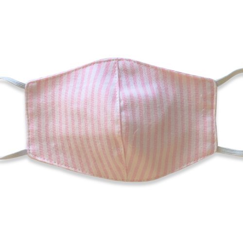 Mask for baby with stripes white and pink
