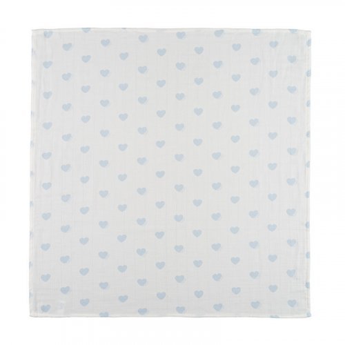 Mussola all over cuori 80x80 azzurro
