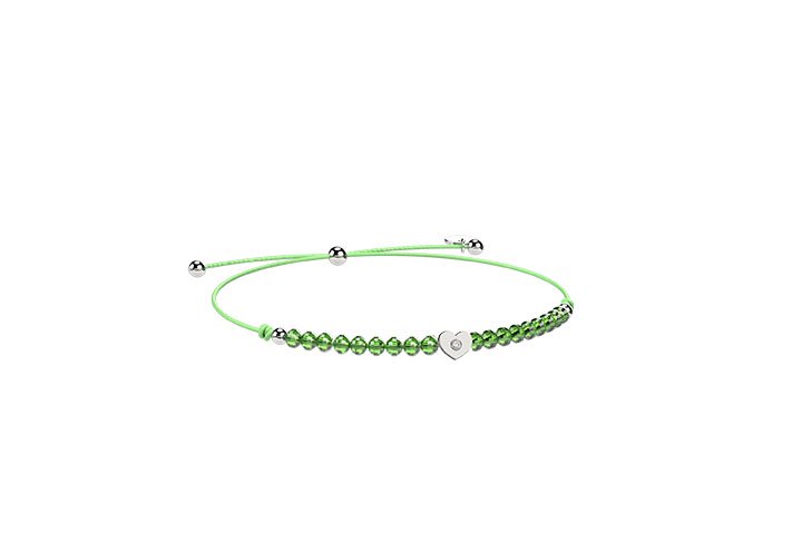 Bracelet Cordon avec cœur vert
