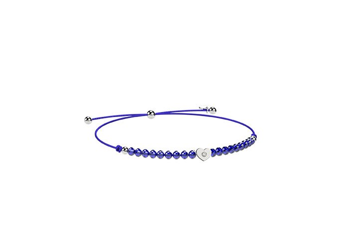 Bracelet en corde avec cœur bleu