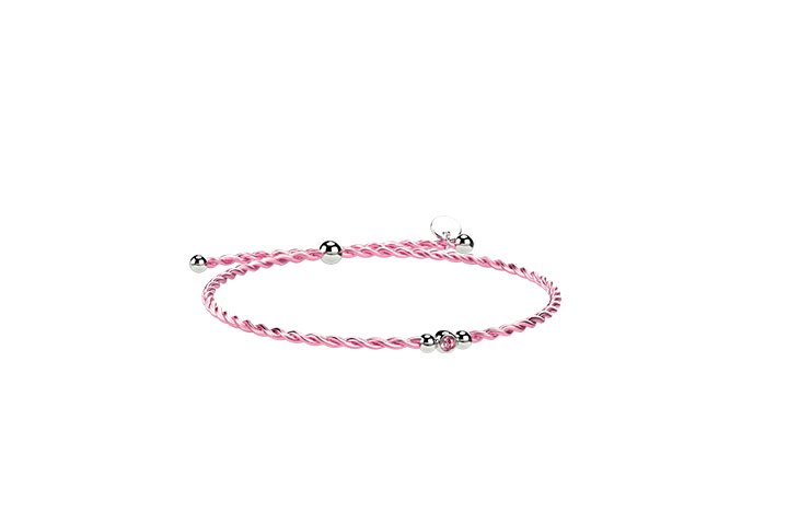 Armband aus geflochtenem Stoff und rosafarbenem Silber