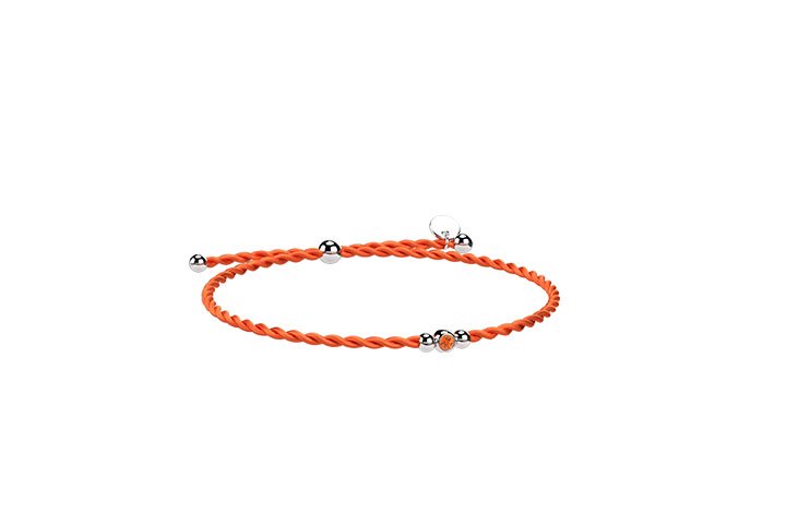 Armband aus orangefarbenem Stoff und Silber