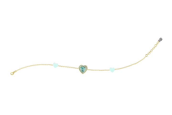 Armband Aqua Hearts und Strahlender Stein