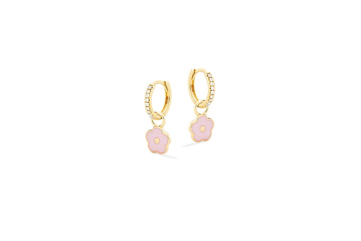 Boucles d'oreilles Fleurs Roses Argent