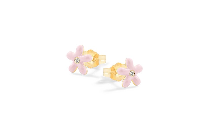 Boucles d'oreilles Marguerites Roses en Argent