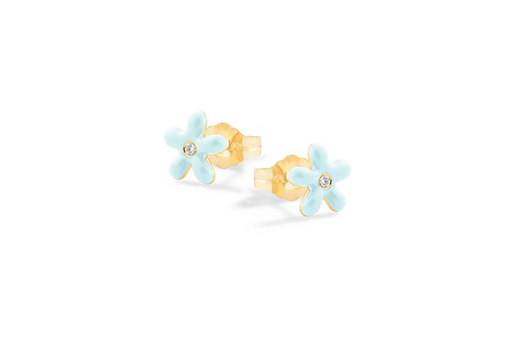 Boucles d'oreilles Marguerites Bleues en Argent