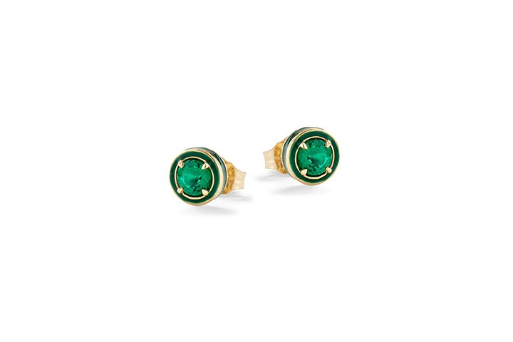 Boucles d'oreilles Pierre Brillante Verte Argent_9316