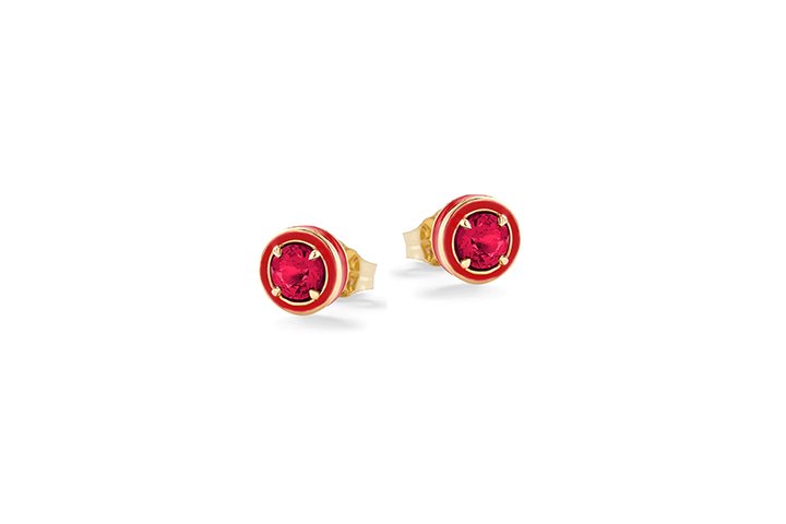 Boucles d'oreilles Pierre Rouge Brillante Argent_9318