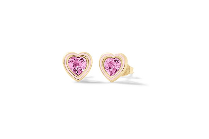 Boucles d'oreilles Coeur Brillant Rose_9322