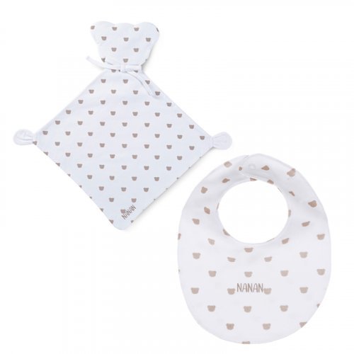 Boîte cadeau : doudou+ bavoir beige