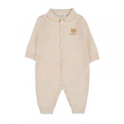 Open front babygro with embroidery