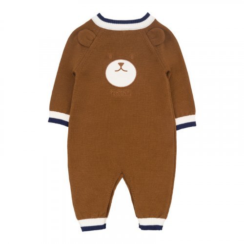 Open front yarn babygro with teddy bear_7905