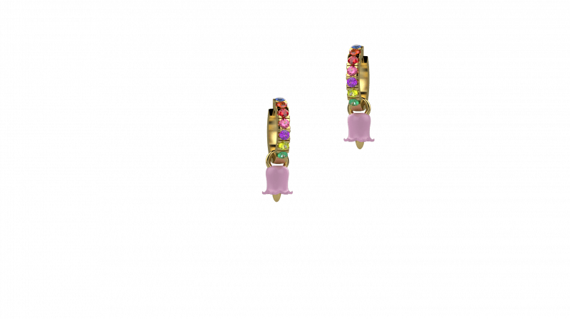 Orecchini Campanella della Gioia Rosa Argento 925, pietre multicolor_12668
