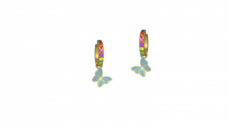 Orecchini Farfallina dei Colori Azzurra Argento 925, pietre multicolor_12666