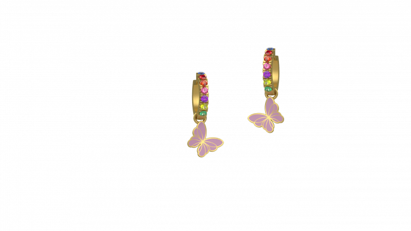 Orecchini Farfallina dei Colori Rosa Argento 925, pietre multicolor_12664