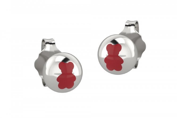 Orecchino Bianco Orso Rosso Arg 925_2255