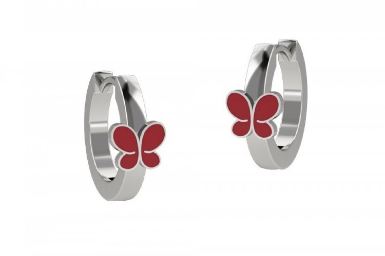 Boucle d'oreille cercle papillon Argent 925