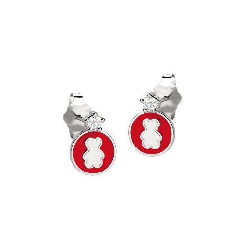 Boucle d'oreille Ours en cercle en argent 925