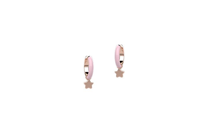 Boucle d'oreille Cercle en Émail Rose Argent 925 - Stella_5923