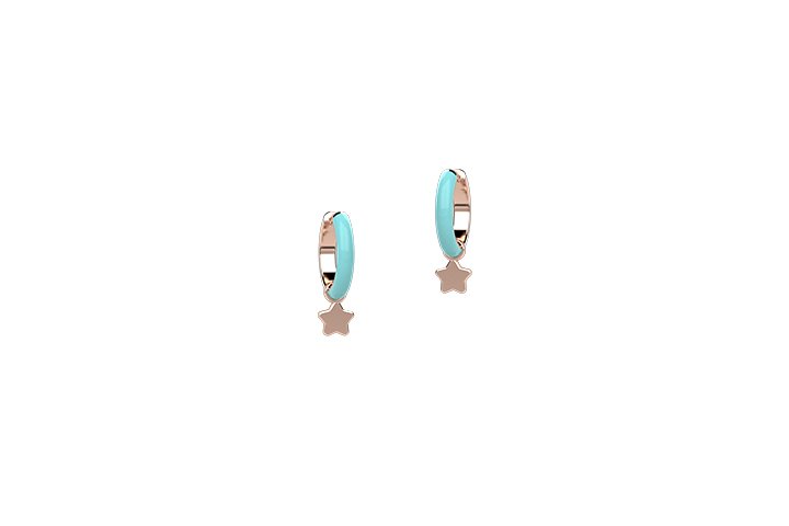 Boucle d'oreille Cercle Émail Turquoise Arg 925 - Stella