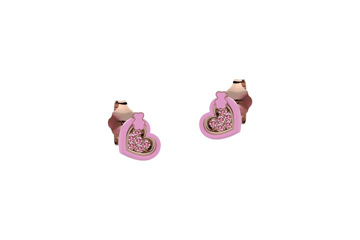 Boucle d'oreille cœur rose_7380