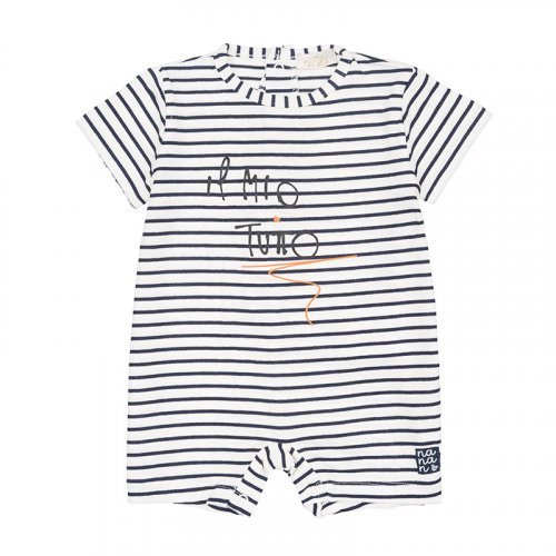 Pagliaccetto con Scritta Rigata Blu