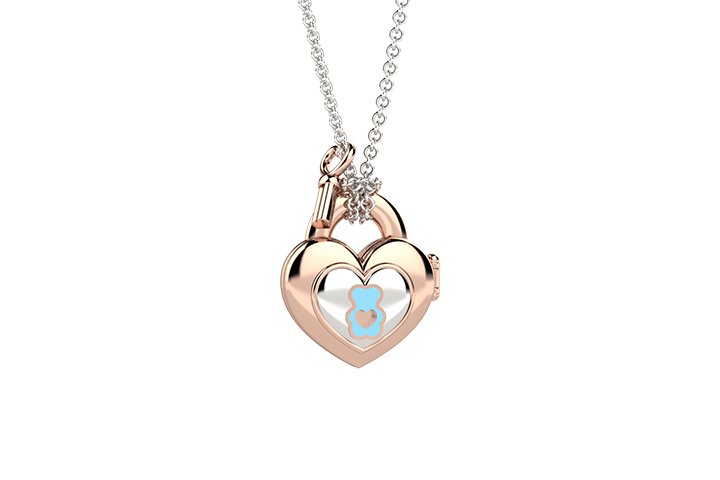 Pendant "Take me with you" light blue heart_5975