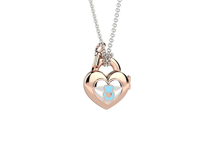 Pendant "Take me with you" light blue heart