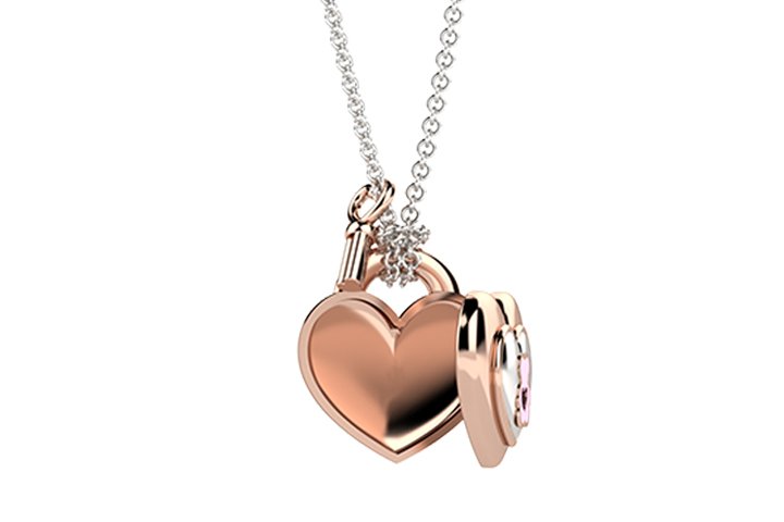 Pendant "Take me with you" pink heart_5979