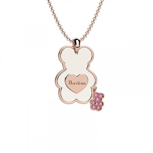 Pendentif Ours en Céramique - Or Rose 9 carats