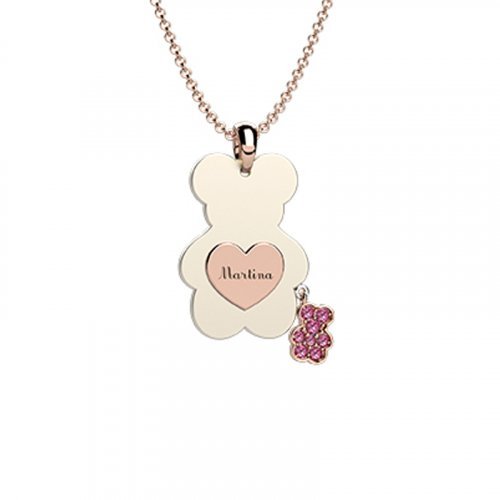 Pendentif Ours en Céramique-Or 9 carats Rose