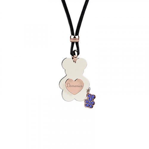 Pendente Orso con Cordino- Blu