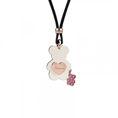 Pendentif Ours avec Cordon - Rose