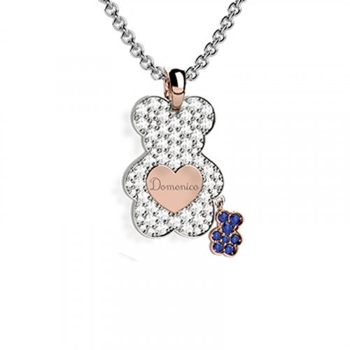 Pendentif Ours Diamants - Bleu