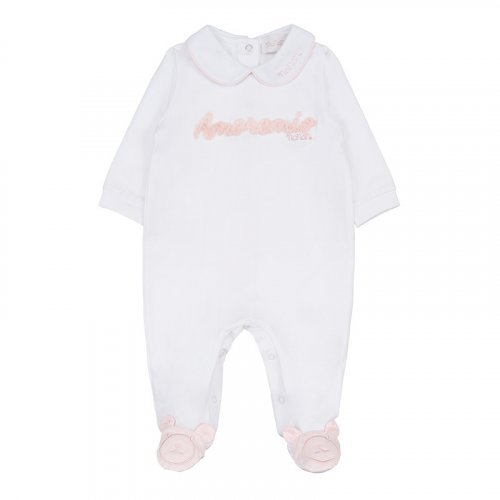 Pink 'Amore Mio' babygro with collar