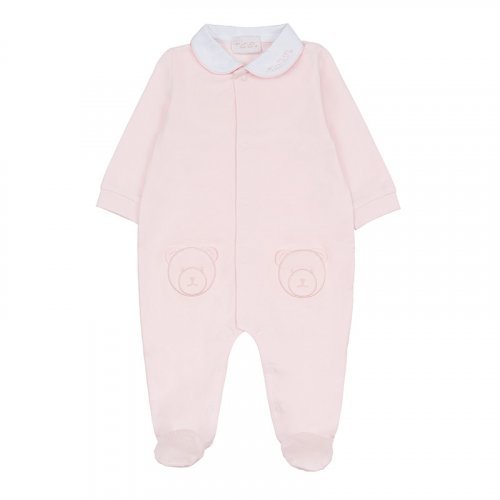 Pink Front Opening Babygrow With Collar