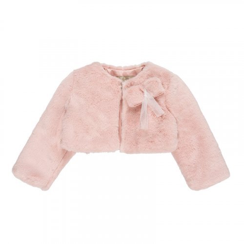 Pink Fur Coat with Bow