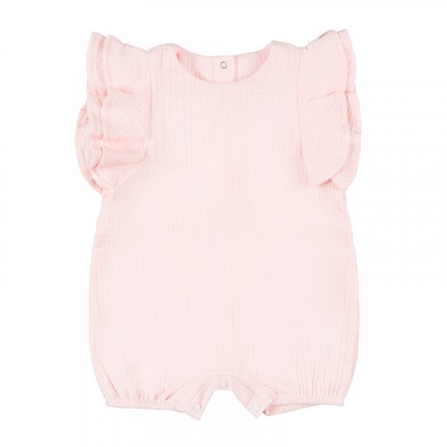 Pink Gauze Romper with Volant