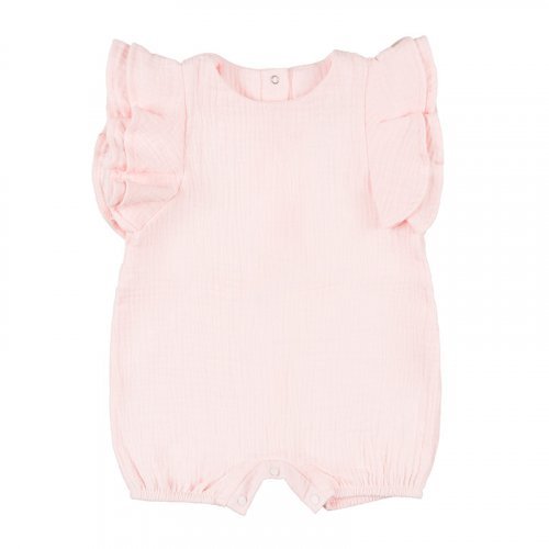 Pink Gauze Romper with Volant
