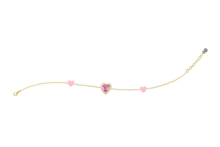 Pink Hearts and Brilliant Stone Bracelet_9279
