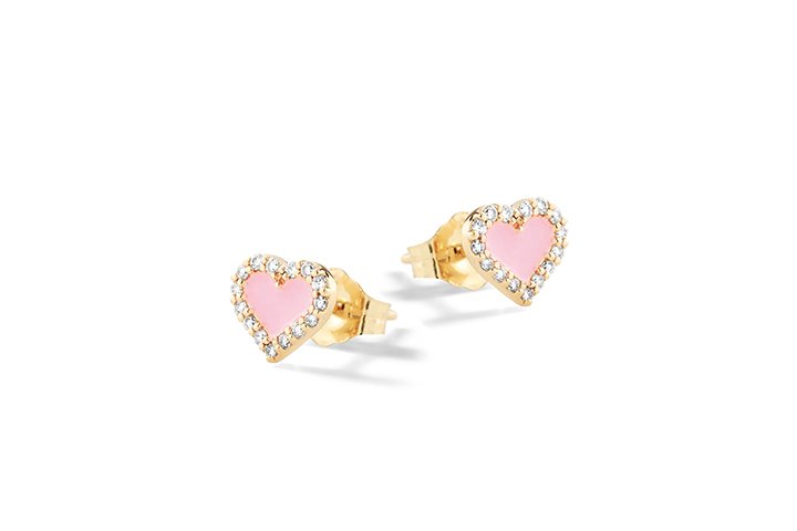 Pink Hearts Earrings in Silver_9293