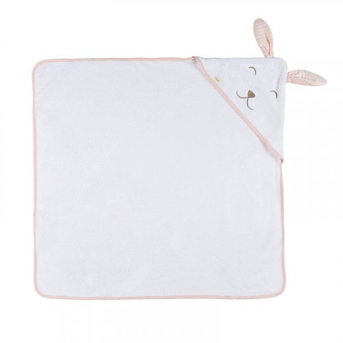 Pink hooded bath towel with rabbit_3133