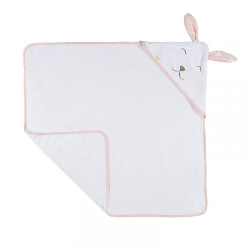 Pink hooded bath towel with rabbit_3134