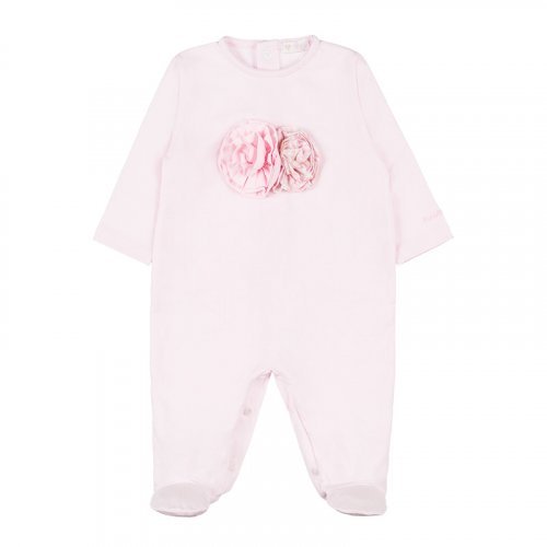 Pink Jersey Babygro with Roses