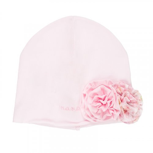 Pink Jersey Hat with Roses