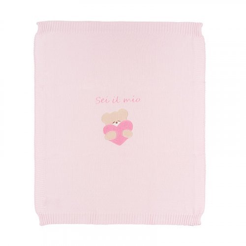 Pink Knitted Blanket with Teddy_4325