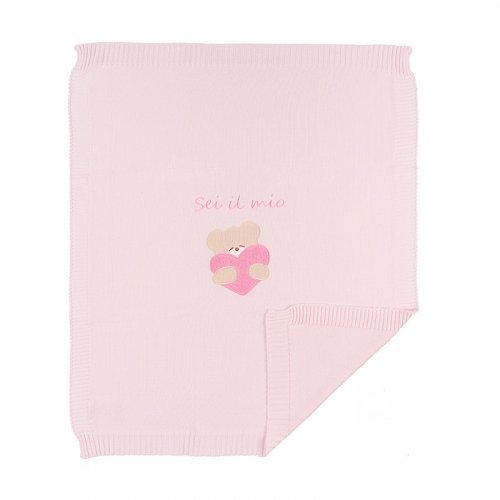 Pink Knitted Blanket with Teddy_4326