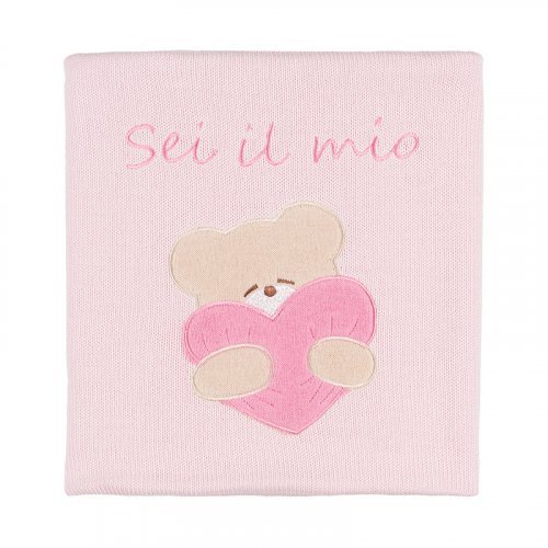 Pink Knitted Blanket with Teddy_4327